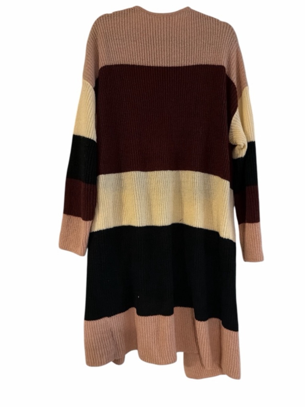 Feel In Color Block Open Front Cardigan - Black Purple Pink Cream - Size Medium - Picture 2 of 5